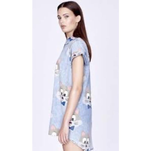 Lazy Oaf Cat Shirt Dress, Sz SM - Picture 3 of 5